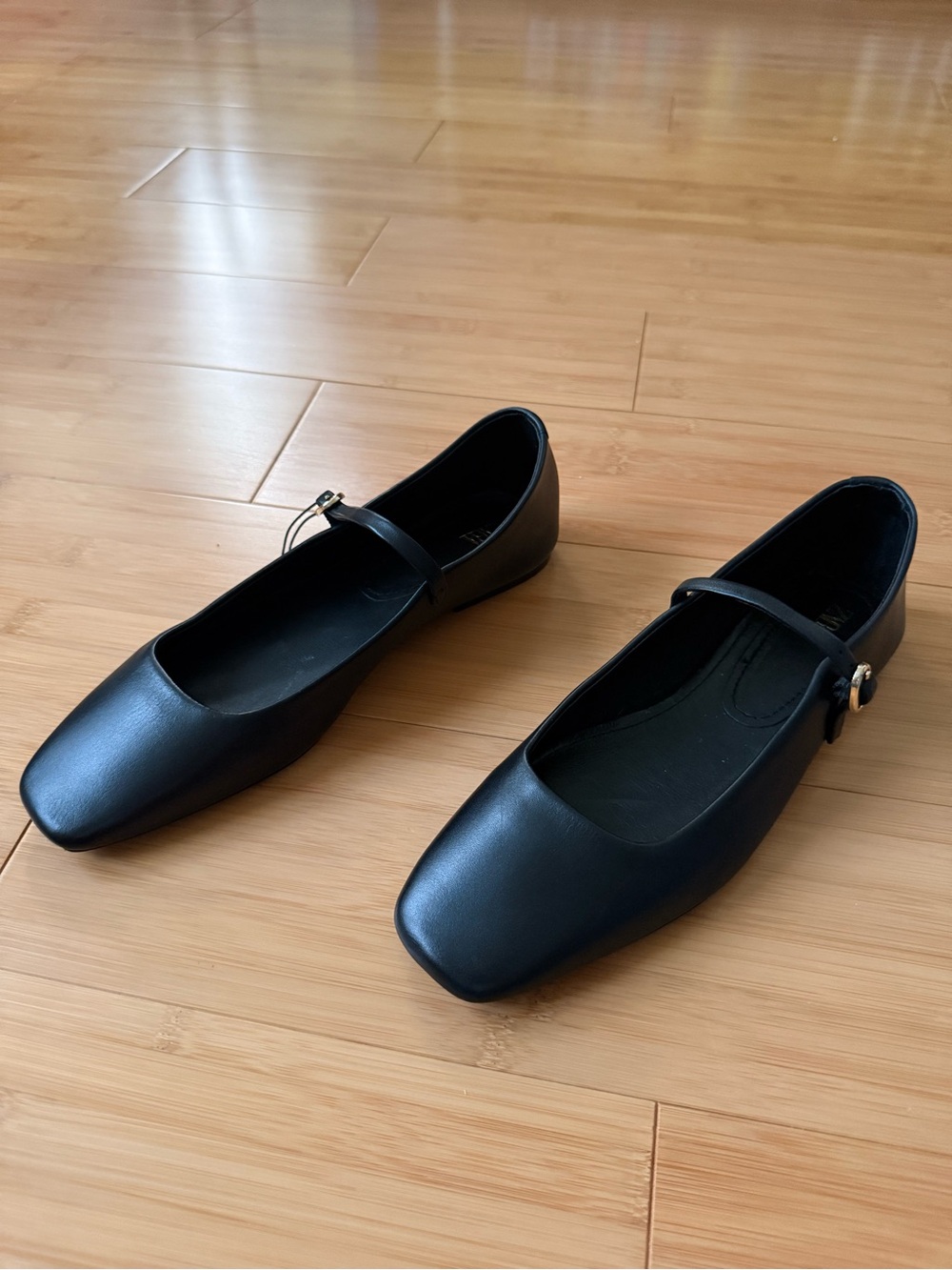 NEW! Zara - Mary Jane Square-Toe Flats with Buckle Strap - Black - Size 7